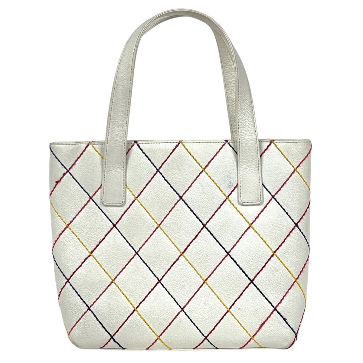 Chanel Wild Stitch Tote CC Logo Leather White — view 3