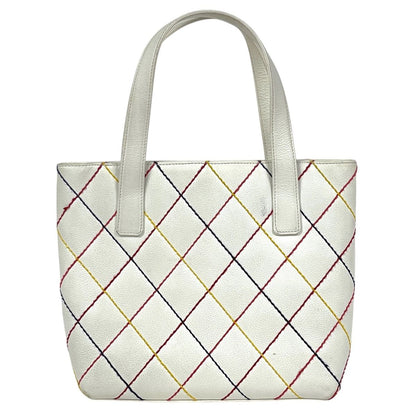 Chanel Wild Stitch Tote CC Logo Leather White — view 3