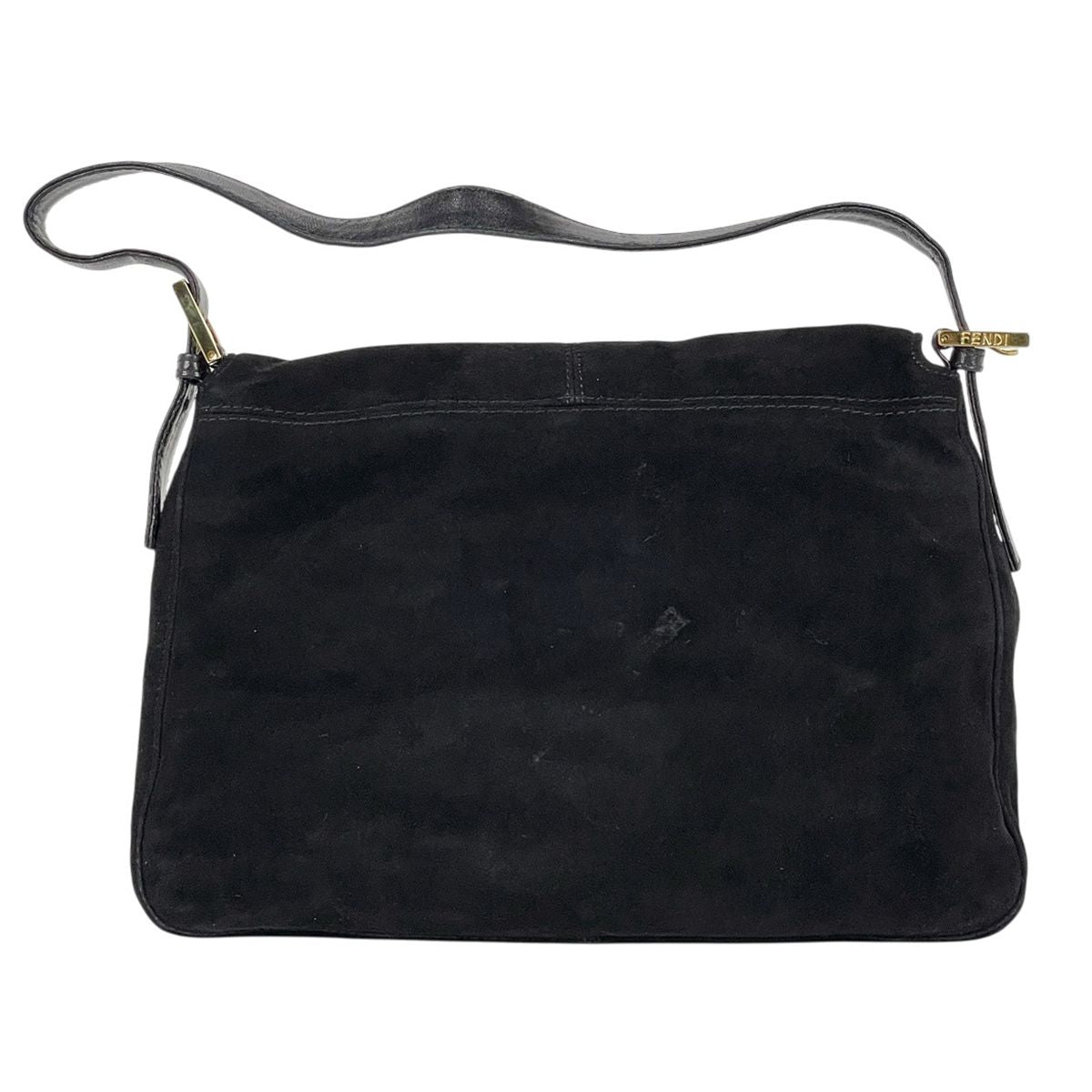Fendi Zucca Logo Shoulder Bag Suede Black — view 3