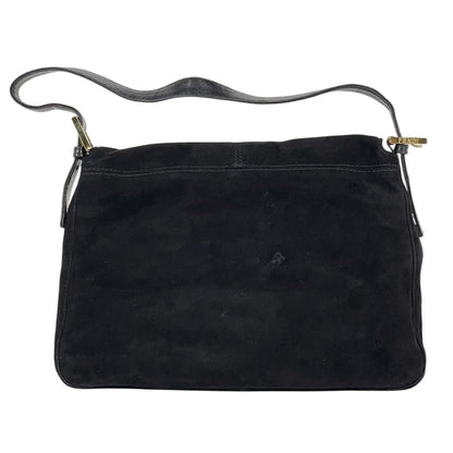 Fendi Zucca Logo Shoulder Bag Suede Black — view 3