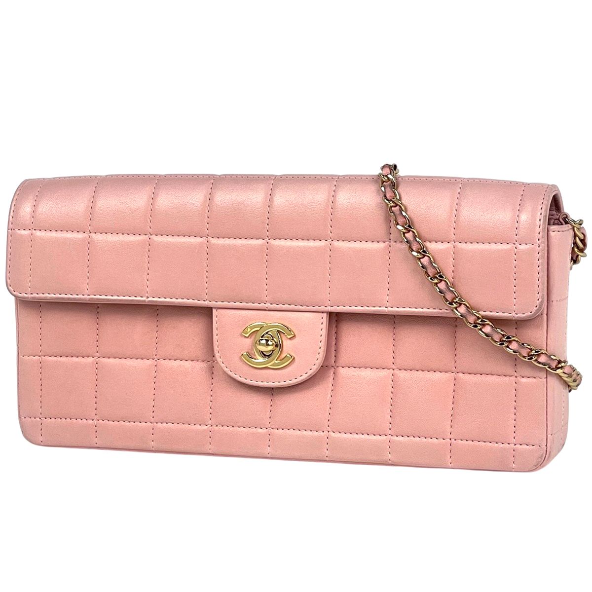 Chanel Shoulder Bag CC Logo Leather Pink