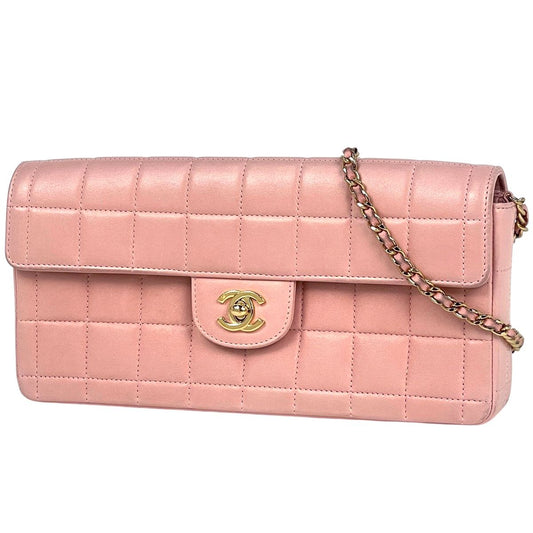 Chanel Shoulder Bag CC Logo Leather Pink