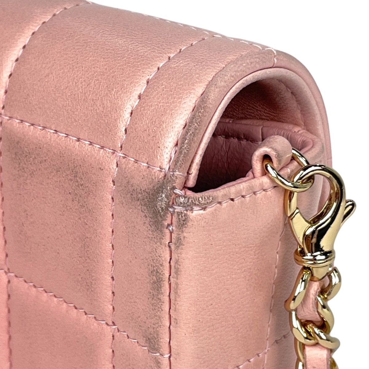 Chanel Shoulder Bag CC Logo Leather Pink — view 9