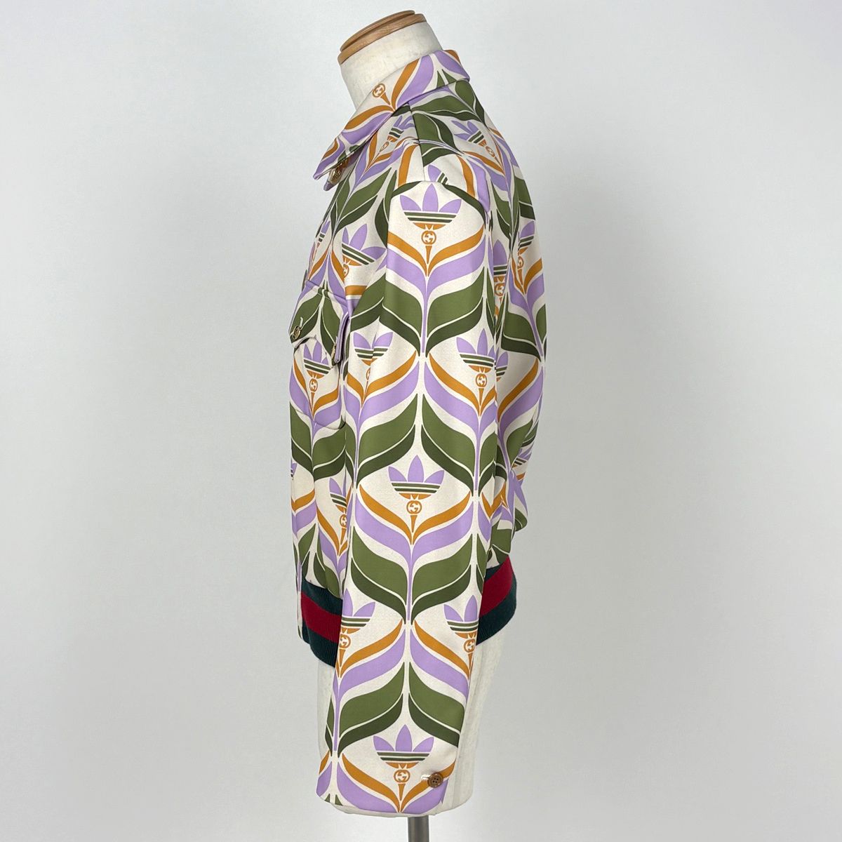 Gucci Trefoil Print Jacket Adidas Green Purple Ivory — view 2