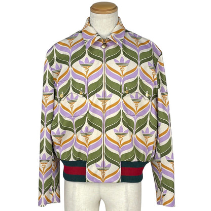 Gucci Trefoil Print Jacket Adidas Green Purple Ivory