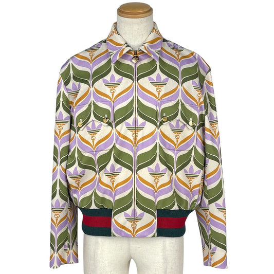 Gucci Trefoil Print Jacket Adidas Green Purple Ivory