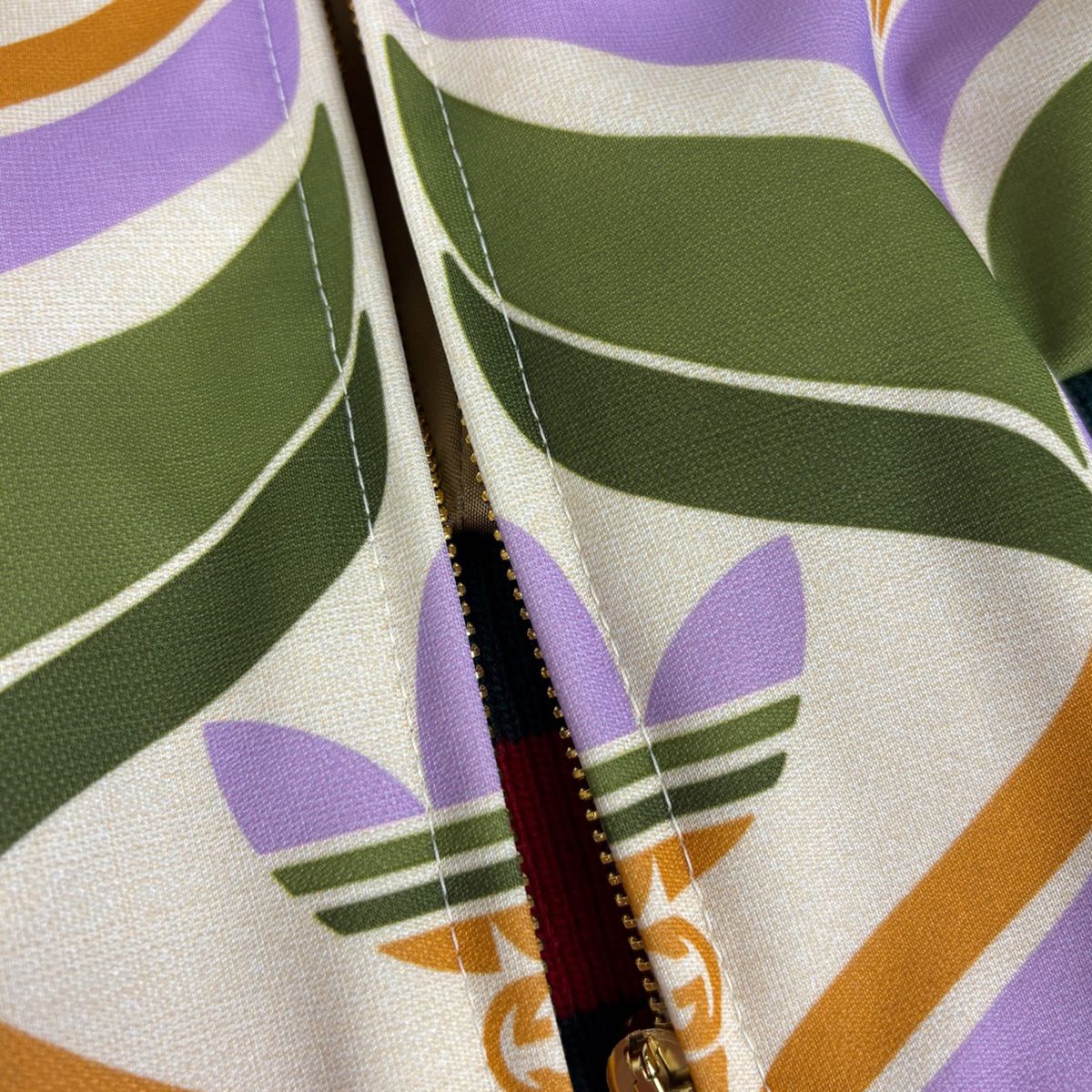 Gucci Trefoil Print Jacket Adidas Green Purple Ivory — view 5