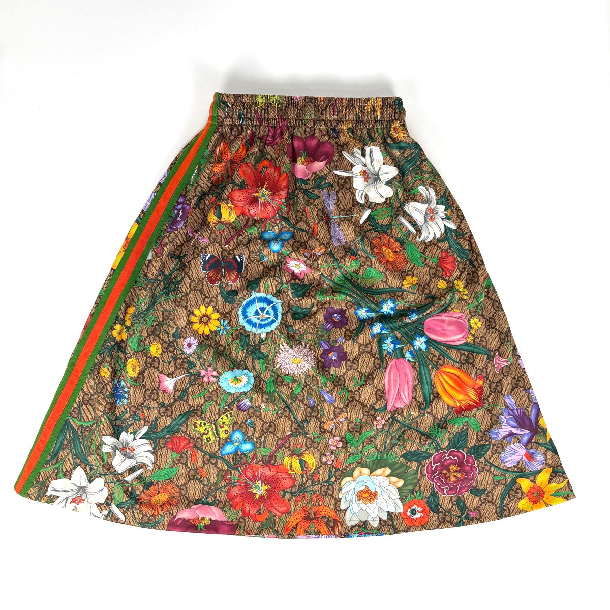 Gucci GG Pattern Skirt Flora Sherry Line Polyester Cotton Brown Multicolor — view 2