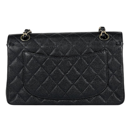 Chanel Quilted Double Flap Chain Shoulder Bag CC Logo Caviar Leather Black — view 3