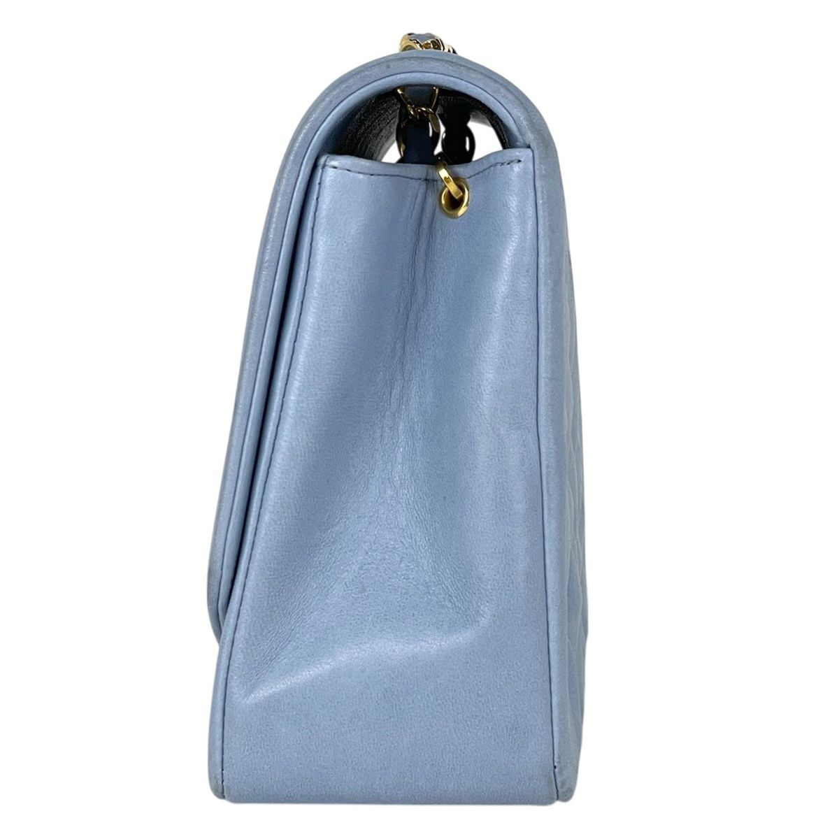 Chanel Diana Quilted Single Flap Chain Shoulder Bag CC Logo Leather Light Blue — view 2