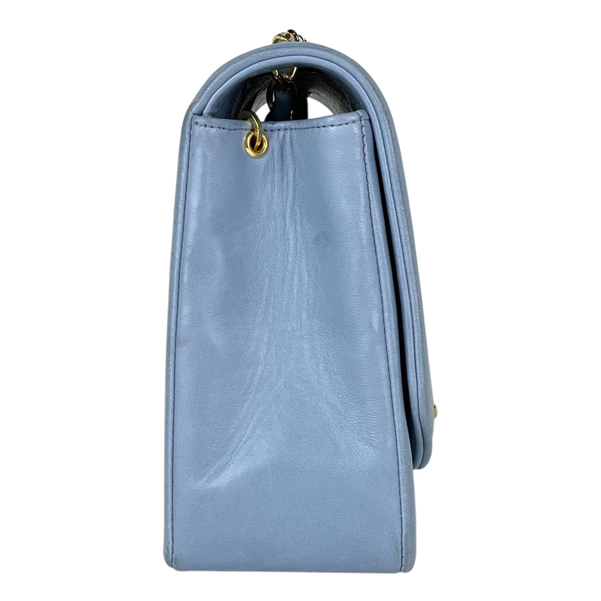 Chanel Diana Quilted Single Flap Chain Shoulder Bag CC Logo Leather Light Blue — view 4