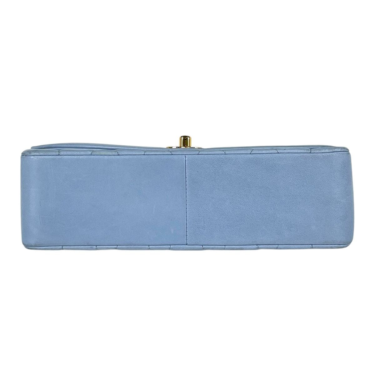 Chanel Diana Quilted Single Flap Chain Shoulder Bag CC Logo Leather Light Blue — view 5