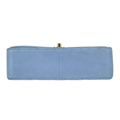 Chanel Diana Quilted Single Flap Chain Shoulder Bag CC Logo Leather Light Blue — view 5
