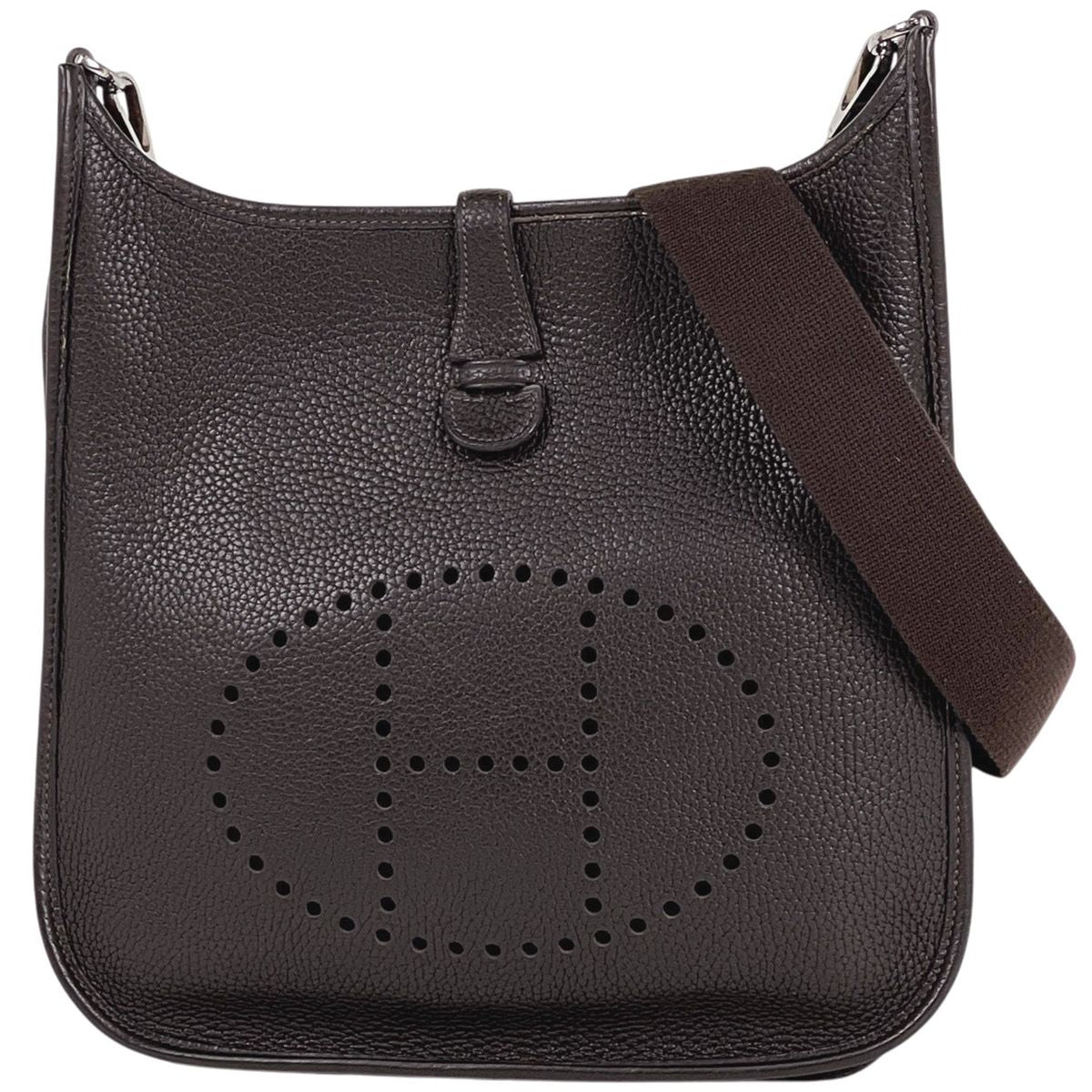 Hermes Evelyne 2 PM Perforated Logo Shoulder Bag Taurillon Clemence Ebene