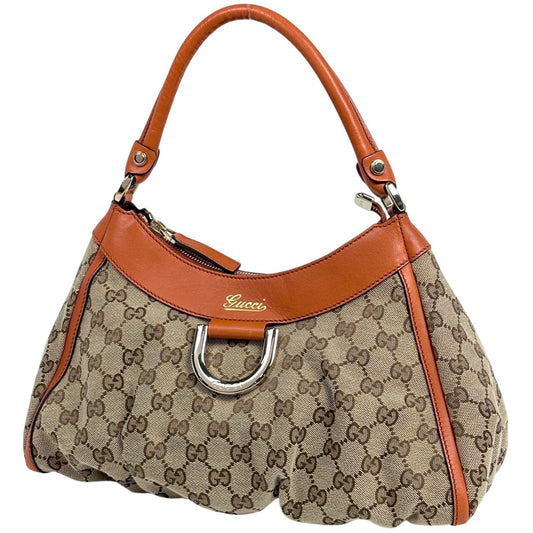 Gucci GG Pattern Shoulder Bag Canvas Beige Orange