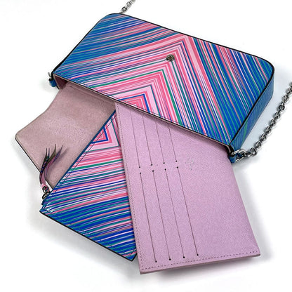 Louis Vuitton Pochette Felice Epi Tropical Chain Wallet Leather Pink Blue — view 5