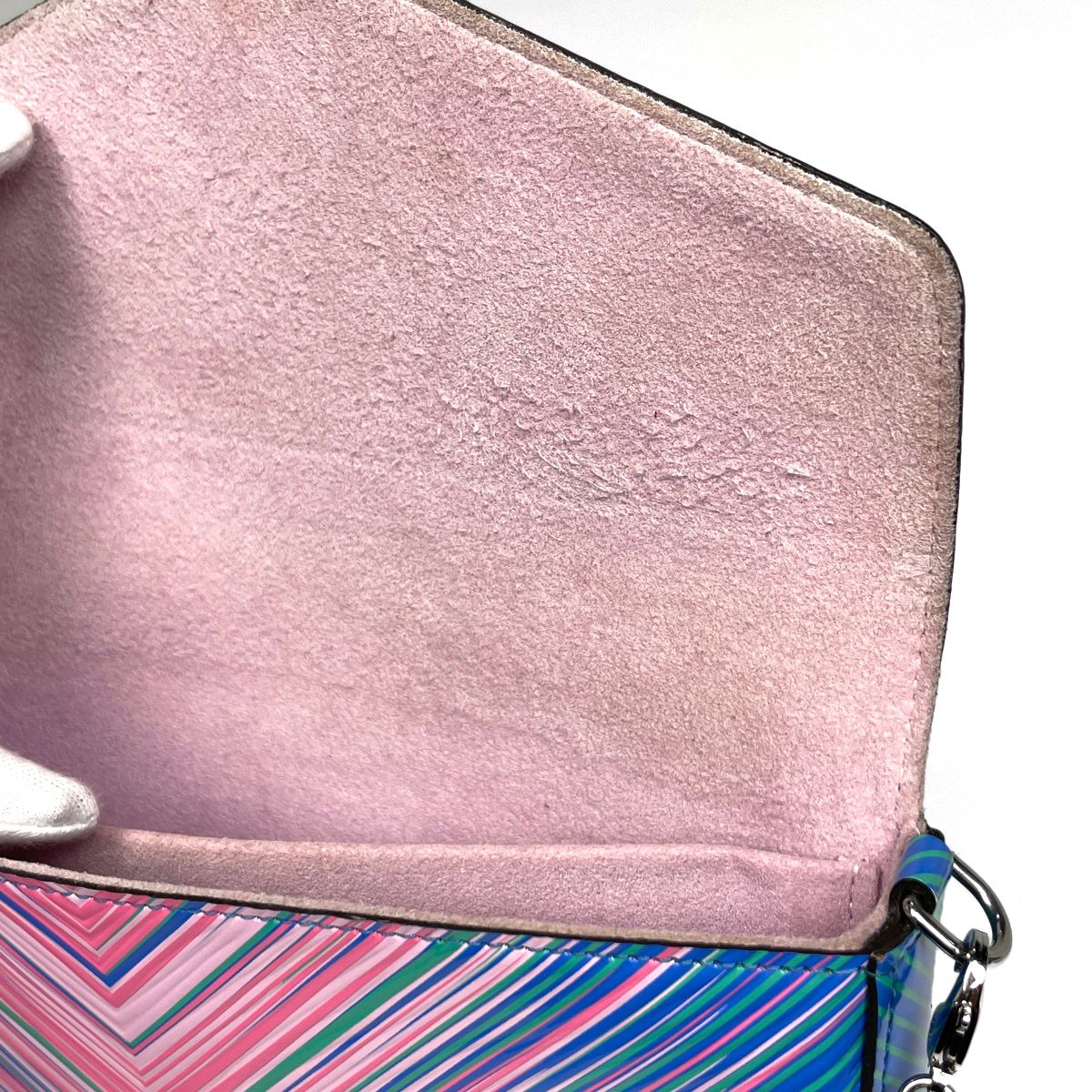 Louis Vuitton Pochette Felice Epi Tropical Chain Wallet Leather Pink Blue — view 8