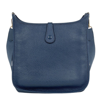 Hermes Evelyne 1 GM Perforated Logo Gray Shoulder Bag Leather Blue — view 3