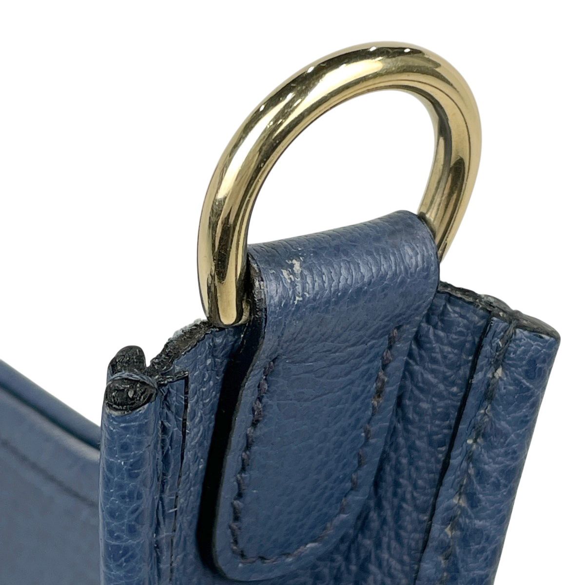 Hermes Evelyne 1 GM Perforated Logo Gray Shoulder Bag Leather Blue — view 9