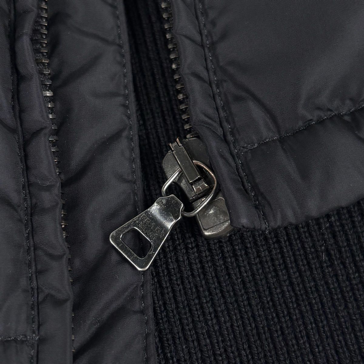 Prada Knit Cut Replacement Hoodie Down Jacket Sports Black — view 4