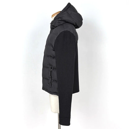 Prada Knit Cut Replacement Hoodie Down Jacket Sports Black — view 2