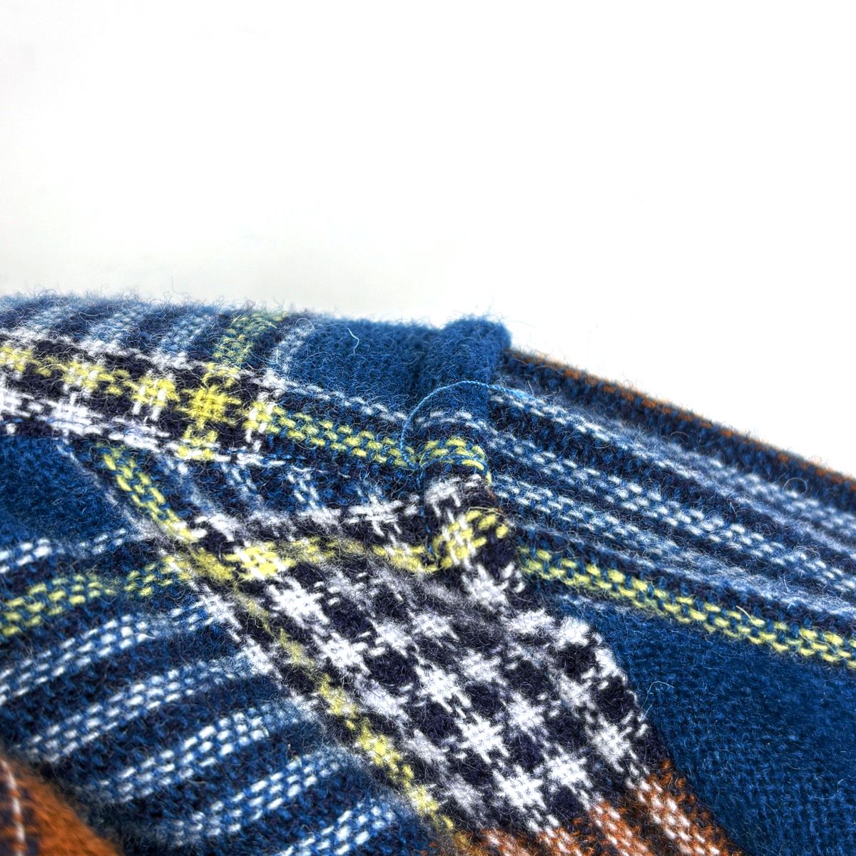 Gucci Plaid Long Sleeve Shirt Pullover Top Hair Nylon Blue Brown Sweater — view 7
