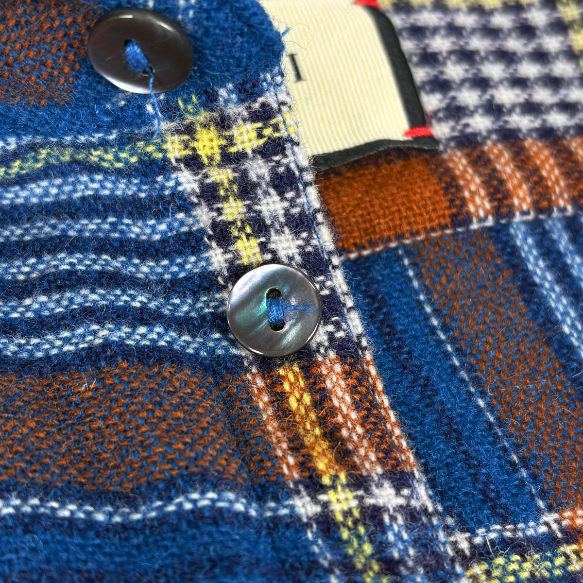 Gucci Plaid Long Sleeve Shirt Pullover Top Hair Nylon Blue Brown Sweater — view 6