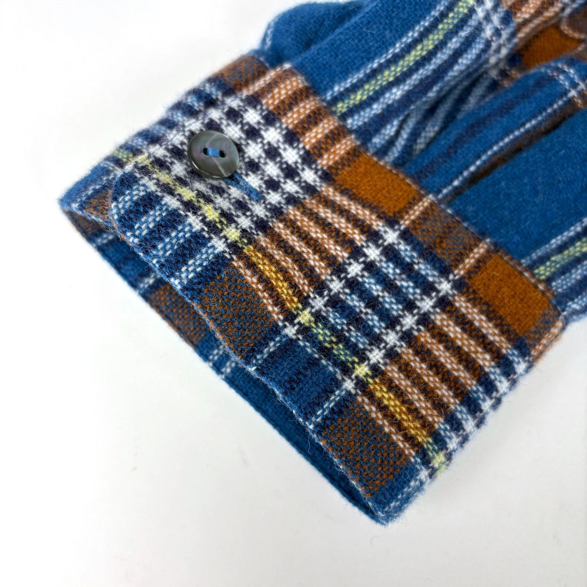 Gucci Plaid Long Sleeve Shirt Pullover Top Hair Nylon Blue Brown Sweater — view 5