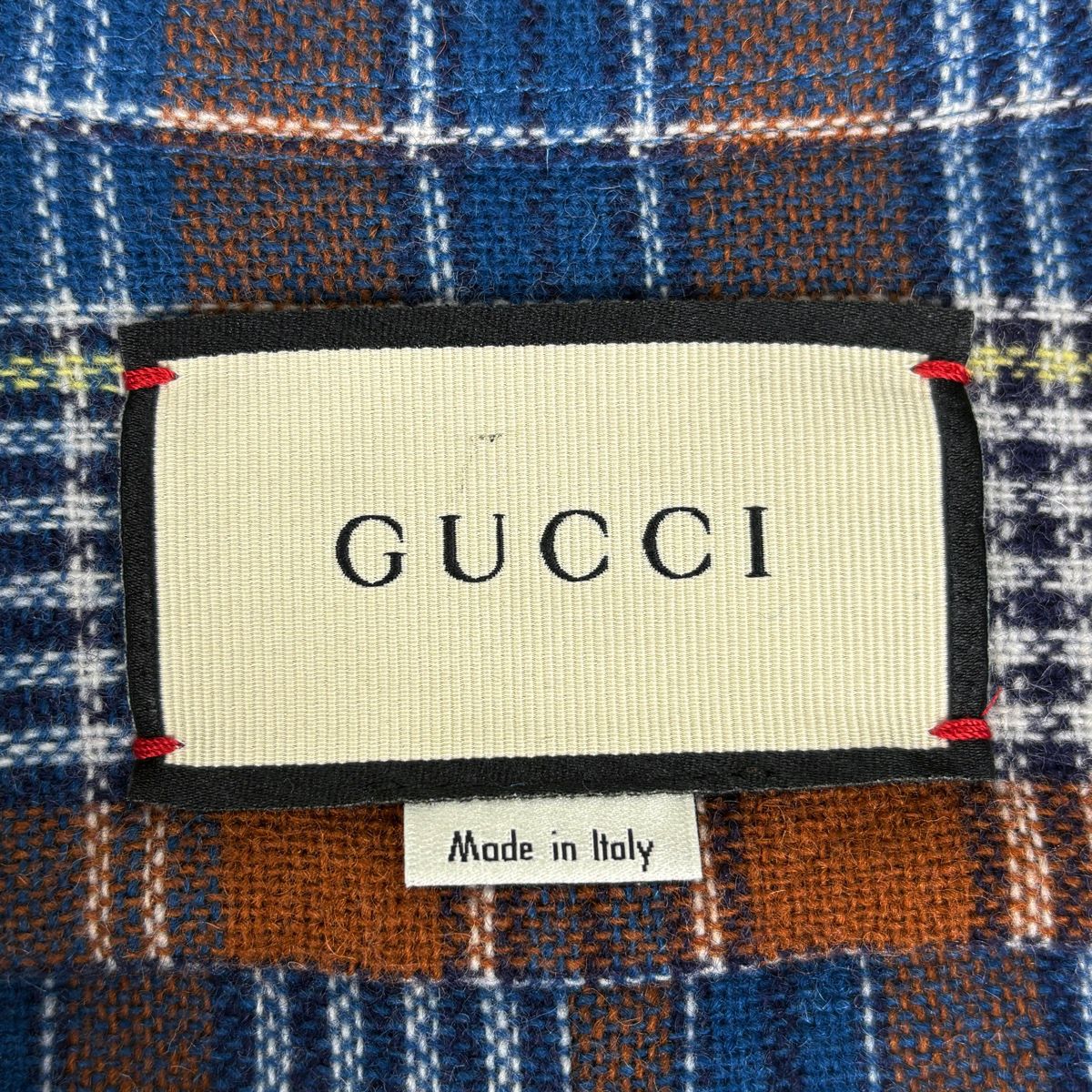 Gucci Plaid Long Sleeve Shirt Pullover Top Hair Nylon Blue Brown Sweater — view 8