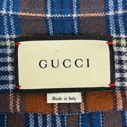 Gucci Plaid Long Sleeve Shirt Pullover Top Hair Nylon Blue Brown Sweater — view 8