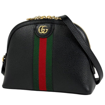 Gucci Ophidia Shoulder Bag Sherry Line Web Leather Black