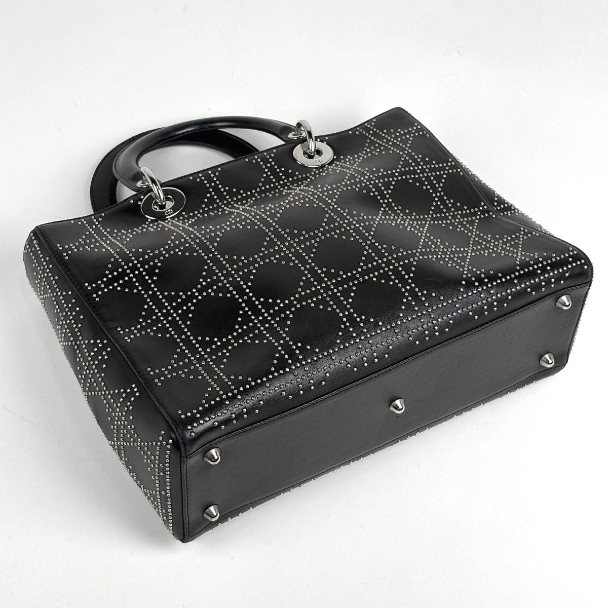 Dior Lady Studs Cannage Handbag Leather Black — view 2