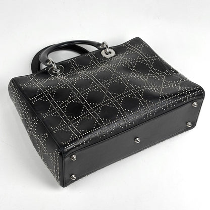 Dior Lady Studs Cannage Handbag Leather Black — view 2