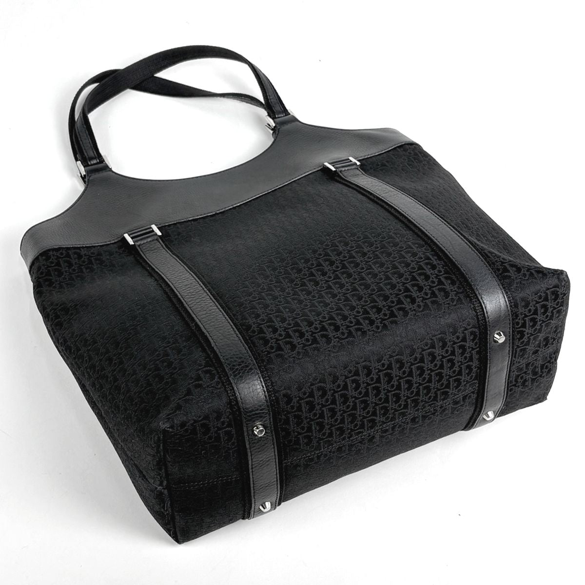 Dior Street Chic Handbag Logo Trotter Pattern Canvas Black — view 2