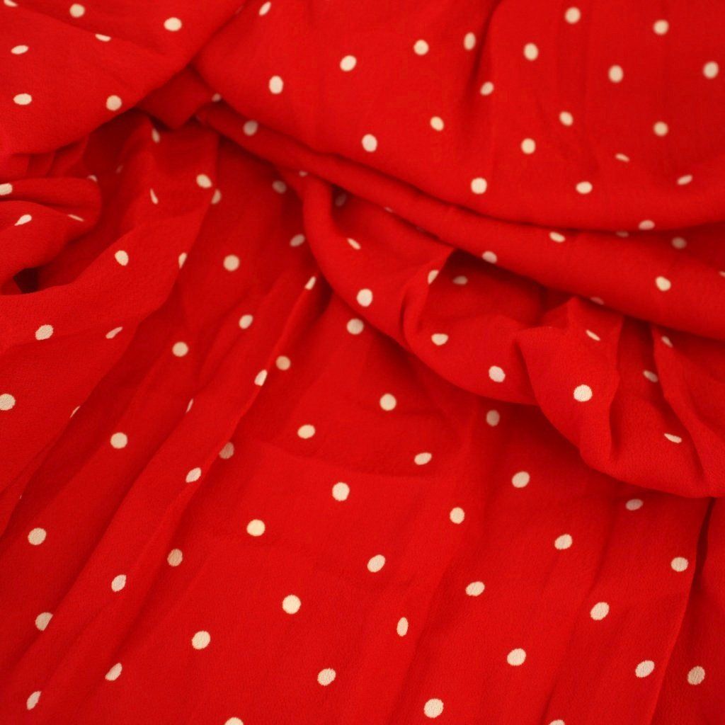 Celine Dot Print Georgette Pleated Skirt Long 34 Red — view 7