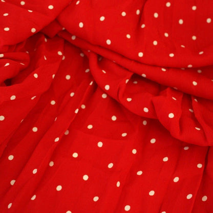 Celine Dot Print Georgette Pleated Skirt Long 34 Red — view 7