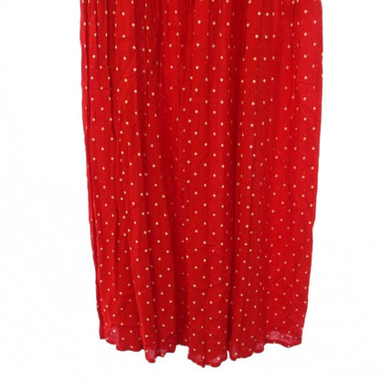 Celine Dot Print Georgette Pleated Skirt Long 34 Red — view 6