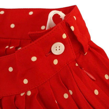 Celine Dot Print Georgette Pleated Skirt Long 34 Red — view 4