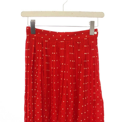 Celine Dot Print Georgette Pleated Skirt Long 34 Red — view 5