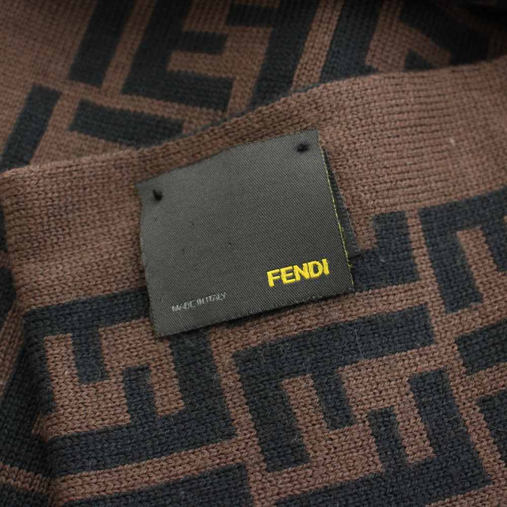 Fendi Scarf Shawl Zucca Pattern Wool Brown Black KU — view 3