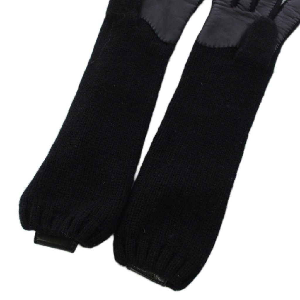 Gucci Gloves Leather Cashmere 7.5 Black — view 7