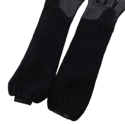 Gucci Gloves Leather Cashmere 7.5 Black — view 7