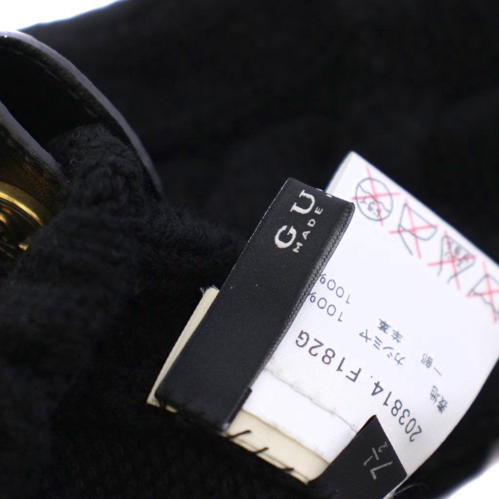 Gucci Gloves Leather Cashmere 7.5 Black — view 3