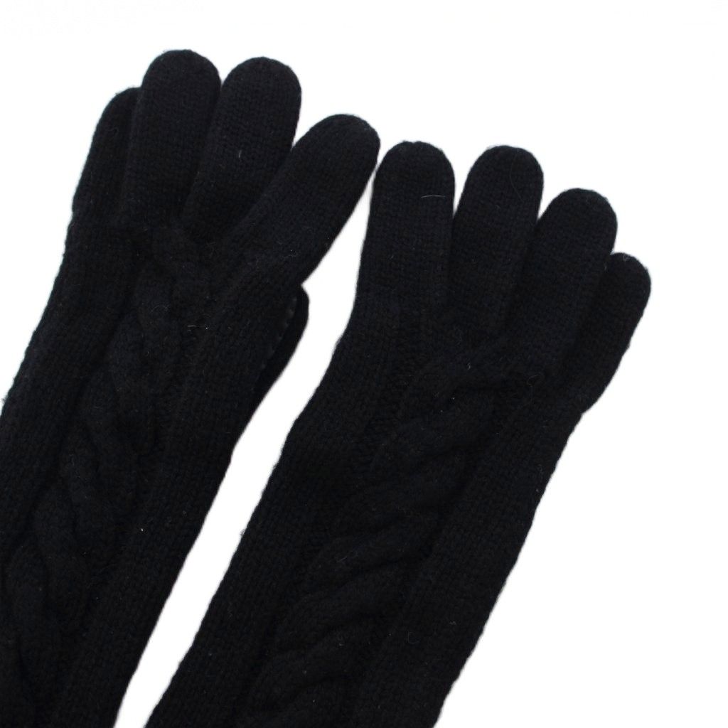 Gucci Gloves Leather Cashmere 7.5 Black — view 4