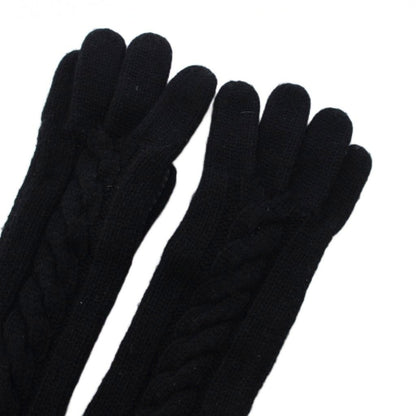 Gucci Gloves Leather Cashmere 7.5 Black — view 4