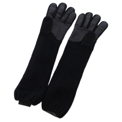 Gucci Gloves Leather Cashmere 7.5 Black — view 2
