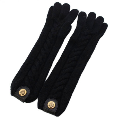 Gucci Gloves Leather Cashmere 7.5 Black