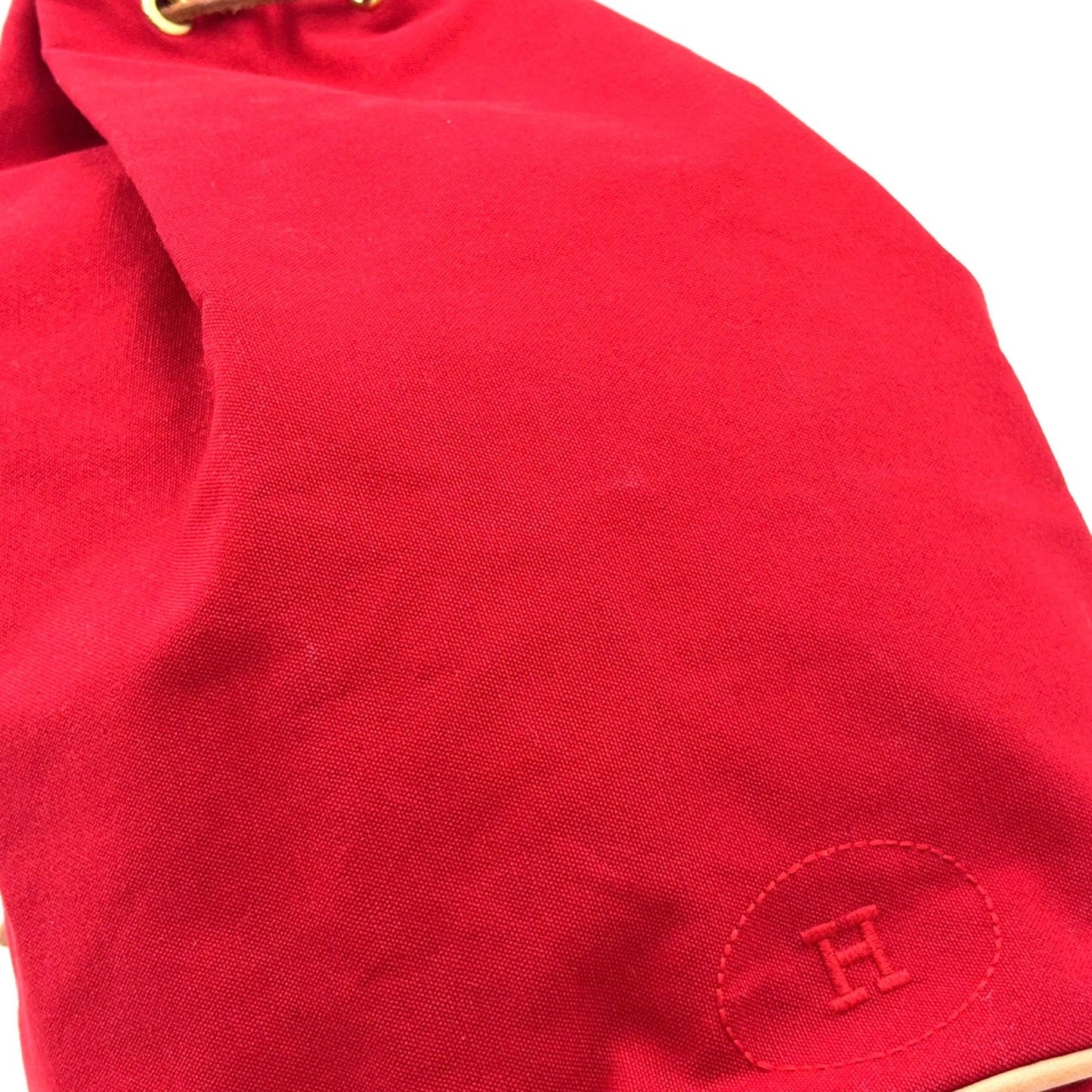 Hermes Polochon Mimil GM Leather Cotton Brown Red Shoulder Bag Gold — view 6