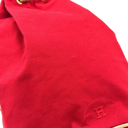 Hermes Polochon Mimil GM Leather Cotton Brown Red Shoulder Bag Gold — view 6