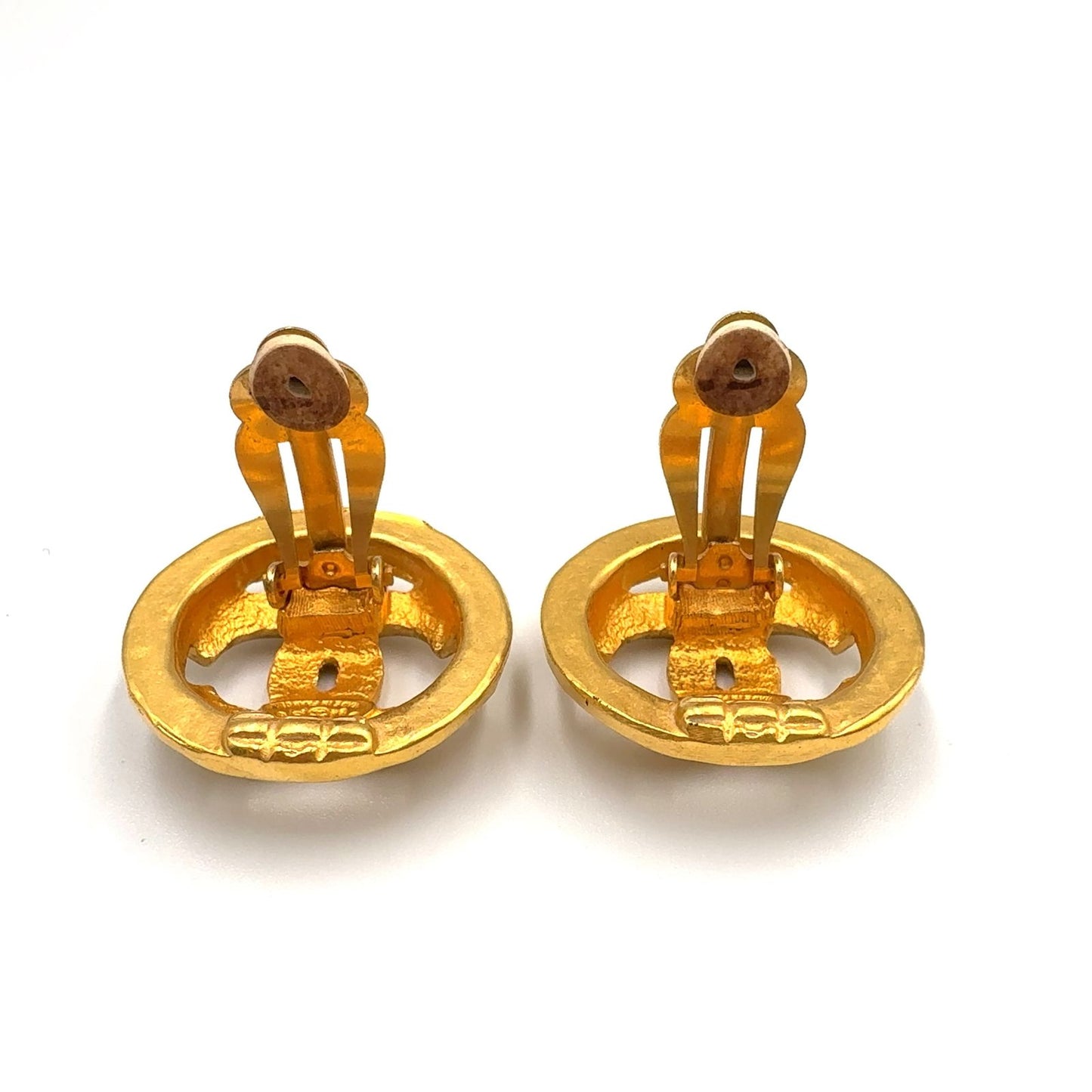 Chanel CC Logo Watermark Round Gold Plated Earrings — view 7